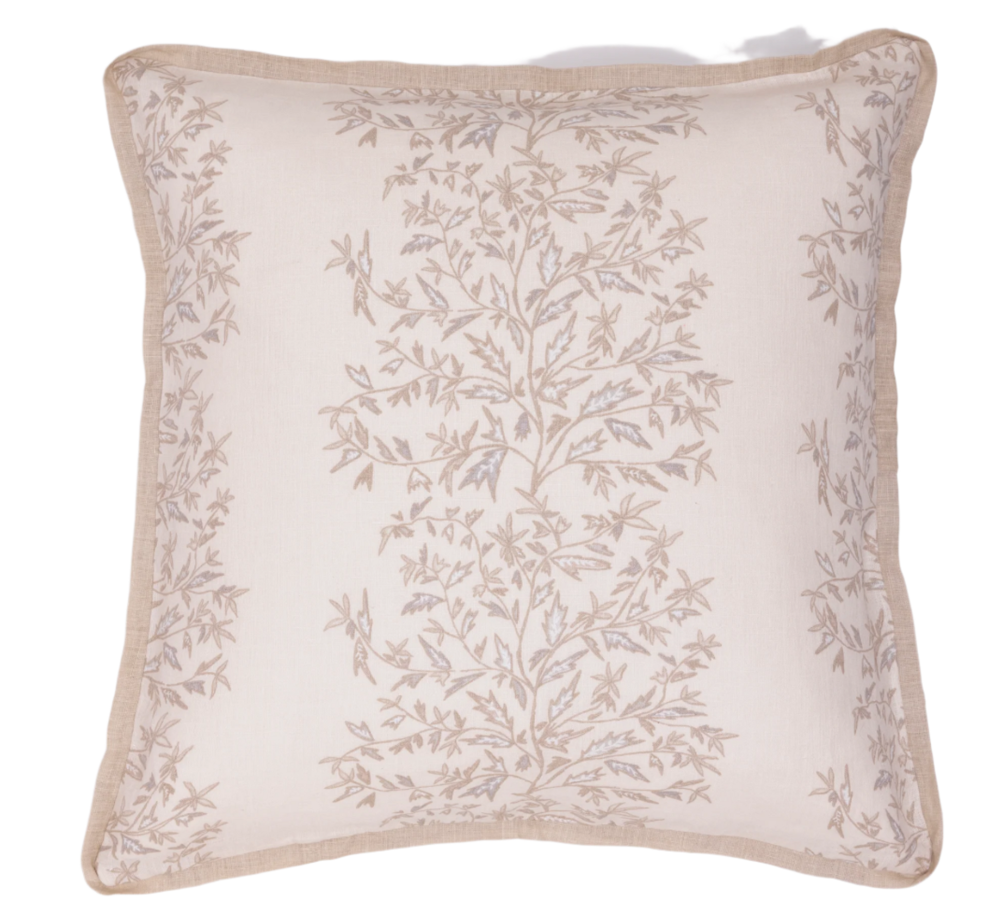 holly vine natural floral pillow against a white background