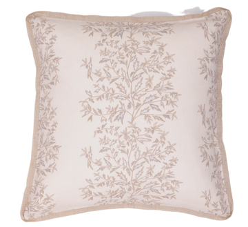 holly vine natural floral pillow against a white background
